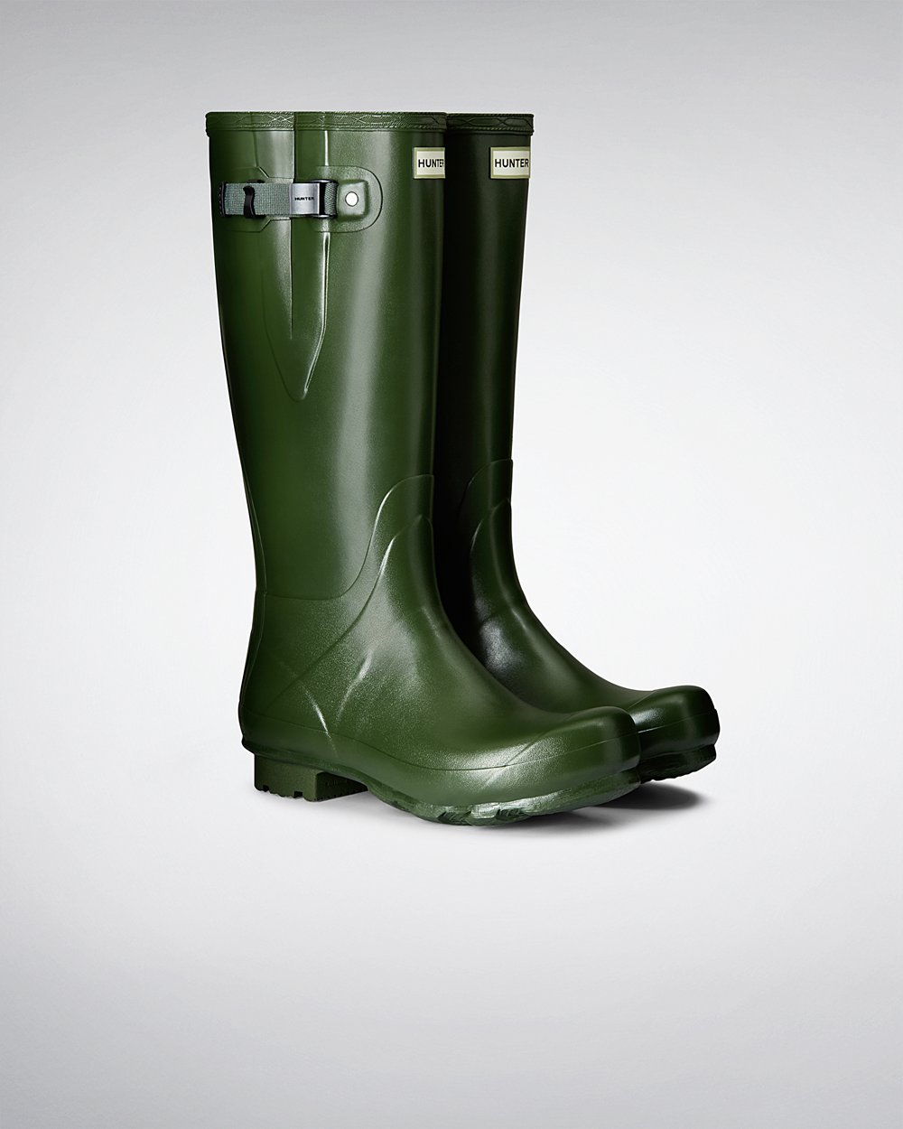 Hunter Hombre Norris Field Side Adjustable - Botas de Lluvia Verde - 985-ZDREVW